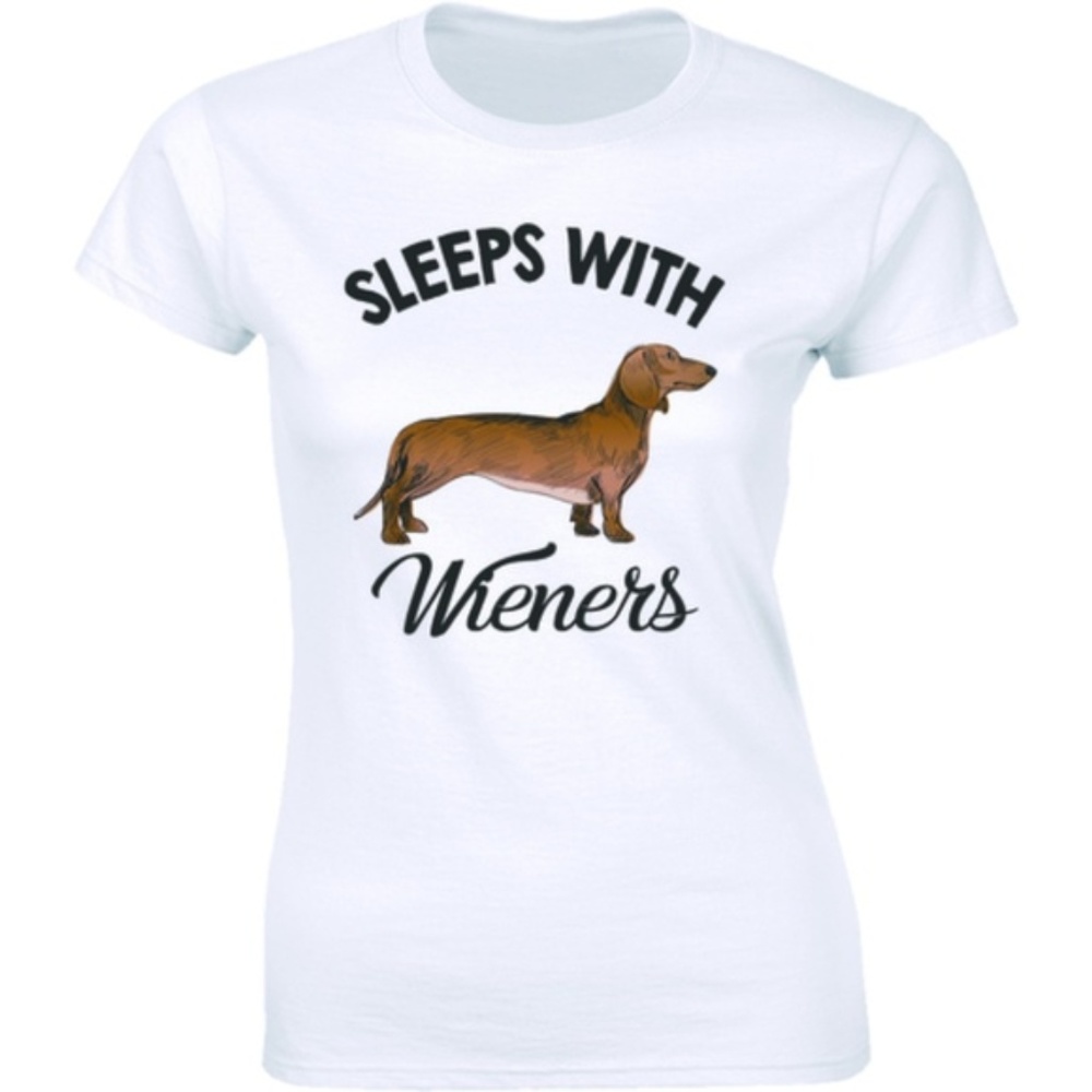 Sleeps With Cute Wieners Dog Dachshund T-shirt Tee